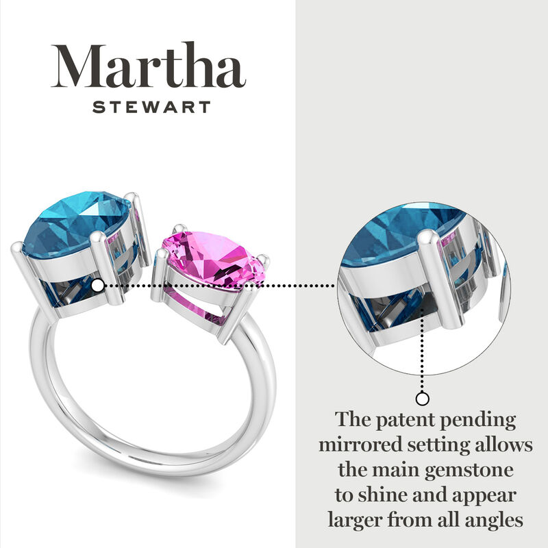 Martha Stewart 3 3/4ctw. Blue Topaz & Pink Sapphire Two Stone Ring In Sterling Silver image number null
